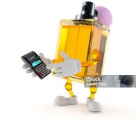 istockphoto-961697016-1024×1024 Perfume character using calculator isolated on white background. 3d illustration